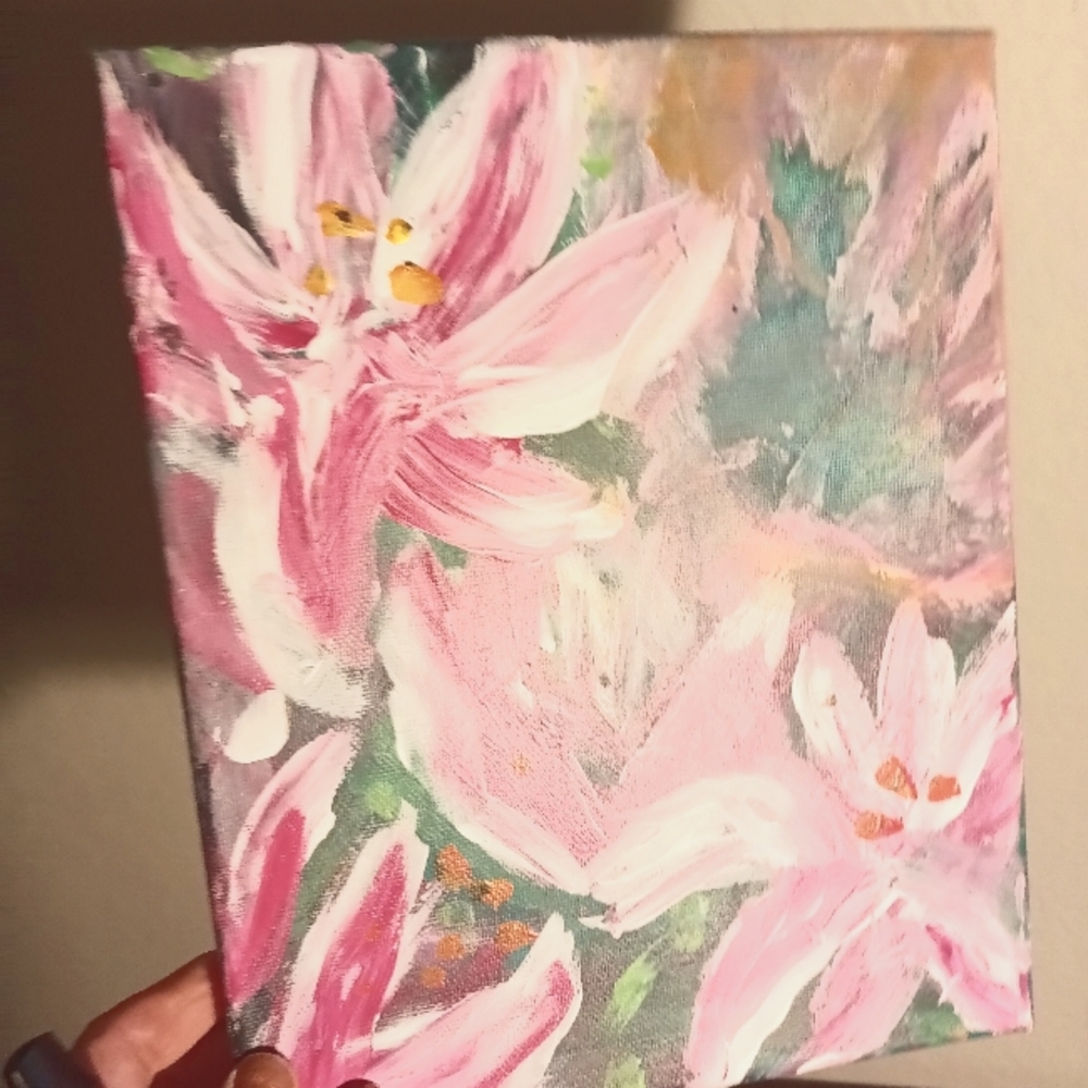 Hand painted (by me!) Stargazer Lilies